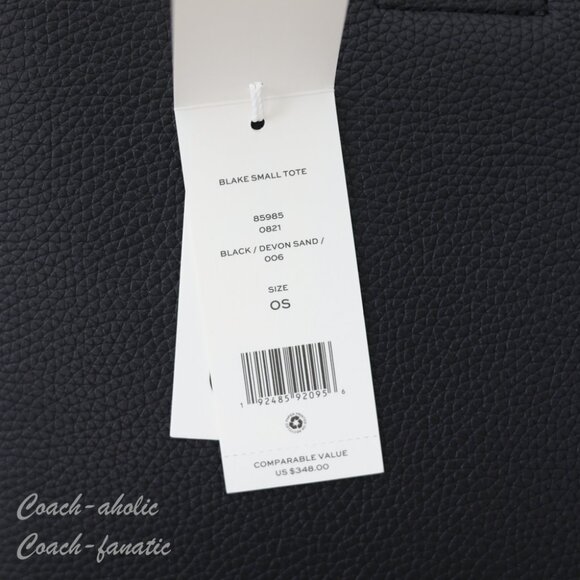 NWT Tory Burch Blake Pebbled Leather Small Tote Crossbody Purse Black/Devon Sand - Picture 8 of 10